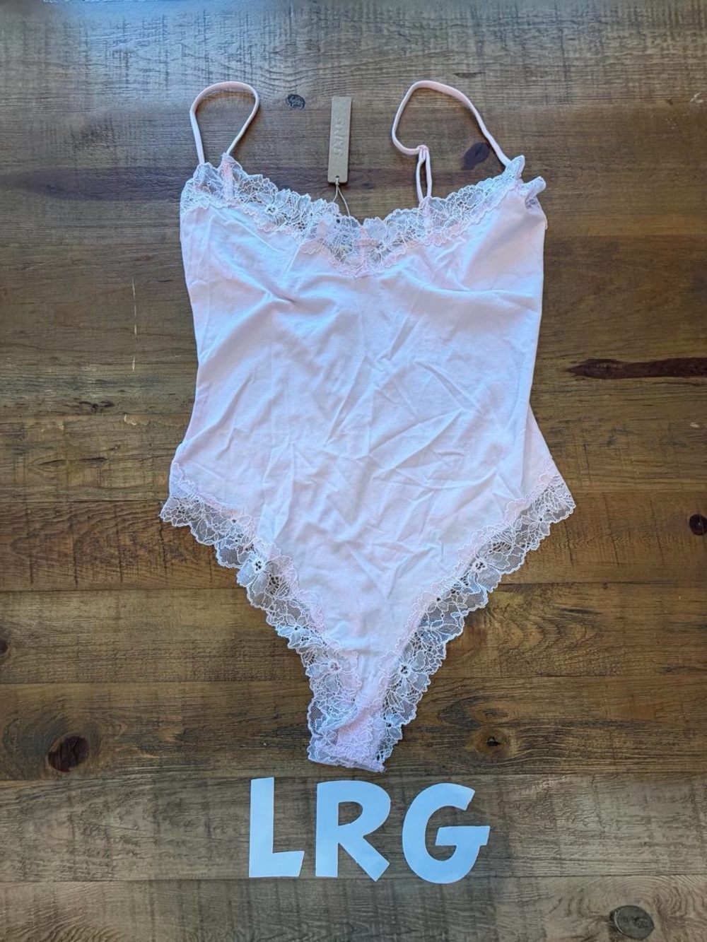 Skims Cotton Lace Cami Bodysuit in Cherry Blossom, size L
